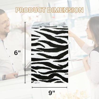 Novel Box 100 Pack Zebra Print Flat Merchandise Bags 6x9 in - color: Zebra Print, size: 6" x 9" Inches