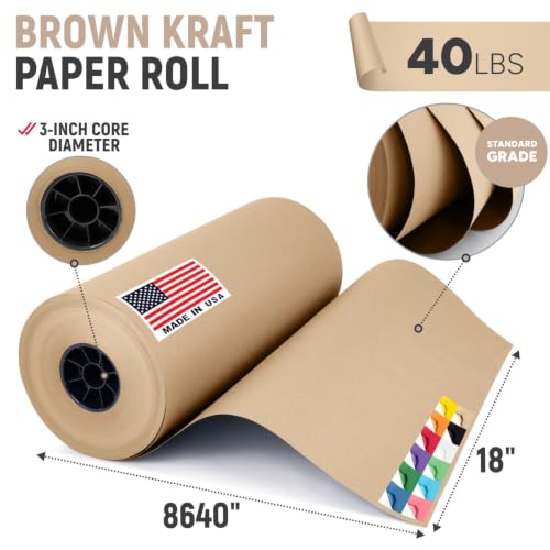 18" Paper Dispenser with Cutter + Brown Kraft Paper Roll - color: Natural Kraft, size: 1 Roll + Dispenser