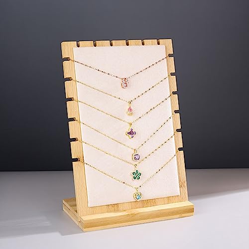 Necklace Display Stands for Selling Necklace Holder Set 3PCS Beige - color: Beige