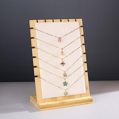 Necklace Display Stands for Selling Necklace Holder Set 3PCS Beige - color: Beige