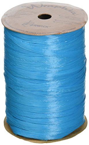 Berwick Craft Matte 1/4'' Wide Raffia Ribbon, Aqua Blue, 100 Yards - color: Aqua, size: 7MM