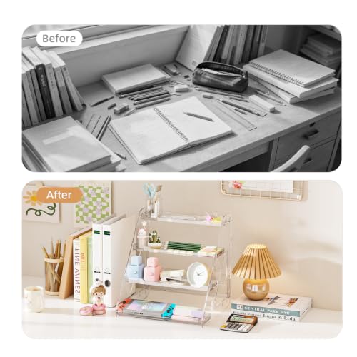 JOYZAN Clear Riser Display Stands 4 Tier Display Shelf Tiered Display Rack - size: 4 Tier-1 pack