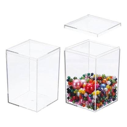 uxcell 2 Pcs Small Acrylic Box with Lid, 3.1" x 3.1" x 4.7" Decorative Storage Box Jewelry Display Case for Store Snacks Candies, Wedding Festival Party Gifts, Clear(Rectangle) - size: 3.1" x 3.1" x 4.7", style: Rectangle