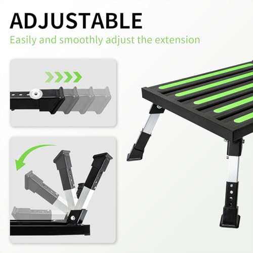 19 x 14.5 in RV Step Stool, Adjustable Aluminum Platform - color: Black Large
