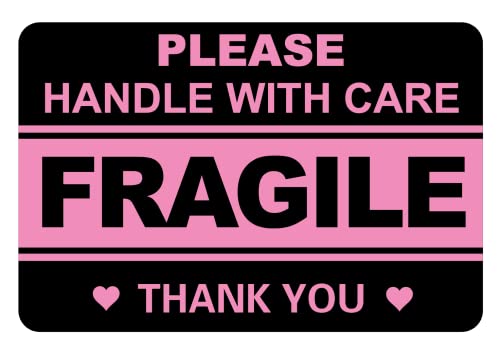 2"x3" 100 PCS Black Fragile Stickers for Shipping Cartons Envelops