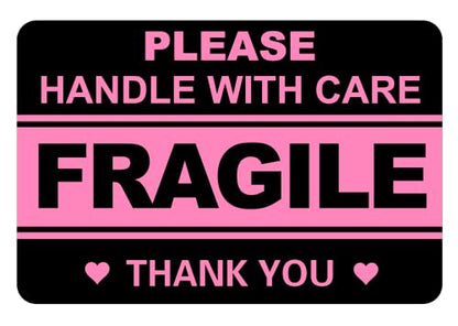 2"x3" 100 PCS Black Fragile Stickers for Shipping Cartons Envelops