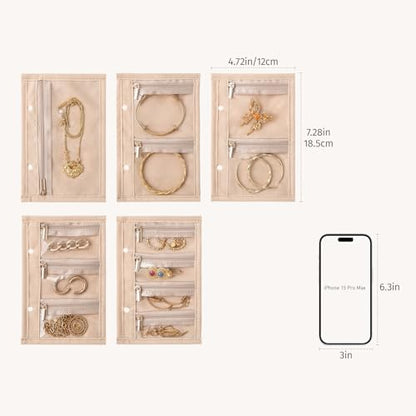 CASEGRACE Travel Jewelry Bag, Jewelry Storage Pouch, 5 Pcs Clear Zipper Velvet Jewelry Pouch Bag, Travel Jewelry Pockets for Women - color: 5 Pcs Bag