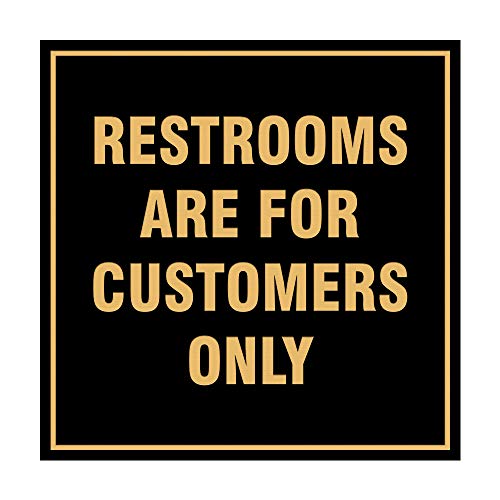 Signs ByLITA Square Restrooms Are For Customers Only Sign (Black/Gold) - Small 1 Pack - color: Black Gold, size: 4 x 4" - Small (1 Pack)