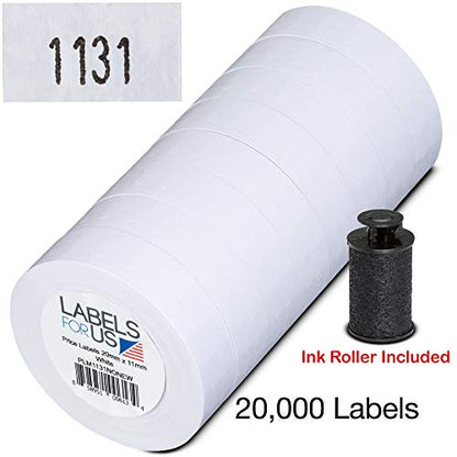 Price Labels for Monarch 1131 Price Gun - White - 20,000 Labels - Pack with 8 Rolls - Ink Roller Included - color: White, size: 1 Pack (8 Rolls) - Prime