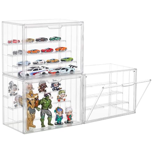 4 Layer Stackable Acrylic Figure Case for Collectibles Display Box,3 Pack - size: XLarge 3 Pack