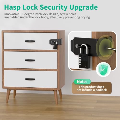 90 Degree Hasp Latch, File Cabinet Lock Kit, Black - 1pc - color: Black-1pc