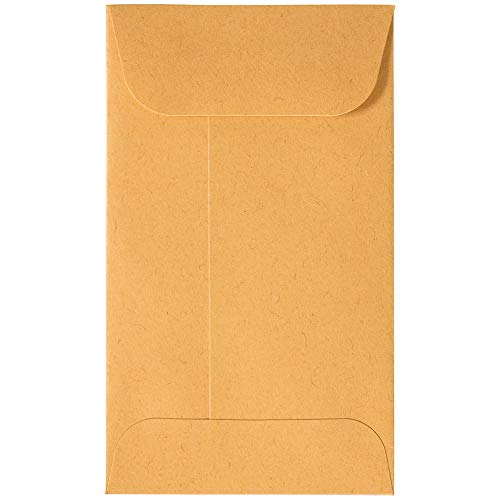 JAM PAPER #3 Coin Business Commercial Envelopes with Peel and Seal Closure - 2 1/2 x 4 1/4 - Brown Kraft Manila - 100/Pack - color: Brown Kraft Manila, size: 2.5 x 4.25 in Coin