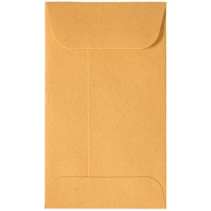 JAM PAPER #3 Coin Business Commercial Envelopes with Peel and Seal Closure - 2 1/2 x 4 1/4 - Brown Kraft Manila - 100/Pack - color: Brown Kraft Manila, size: 2.5 x 4.25 in Coin