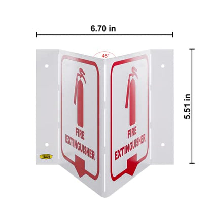 Stay Safe with our OSHA Compliant Folded Projecting Fire Extinguisher Sign - 5"x7", 1mm Aluminum, Essential Workplace Safety Warning - color: Fire Extinguisher