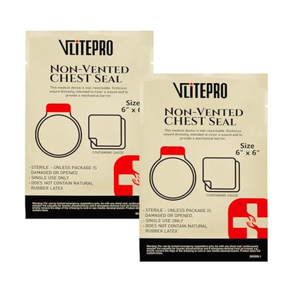 2Pcs Chest Seal Non-Vented, 6" Round Sterile Occlusive Adhesive Dressing, Emergency Trauma First Aid Supplies, IFAK Refill & Medical Supplies for Sucking Chest Injuries & Gunshot (2Pcs)