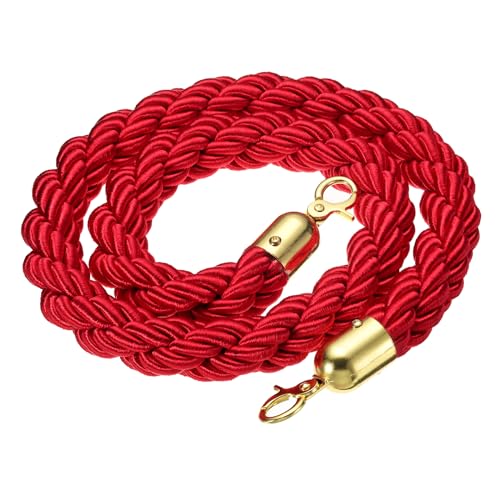 PATIKIL Stanchion Rope, 1.2m/3.9Ft Barrier Rope Twisted Post Ropes for Posts Stands Queue Divider Crowd Control of Hotel, Red Golden - color: Red, Golden, size: 3.9Ft