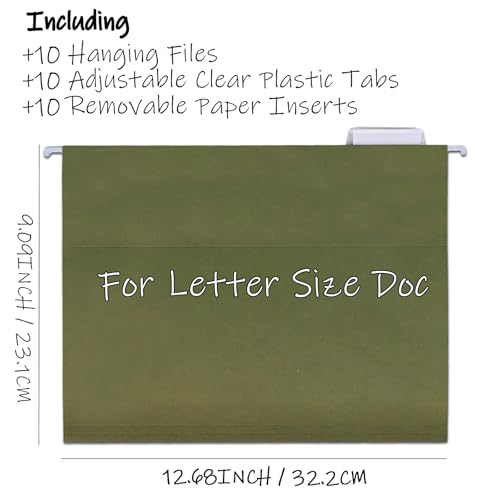 Hanging File Box for Letter, All-in-one set with 10 Folders - color: Blue