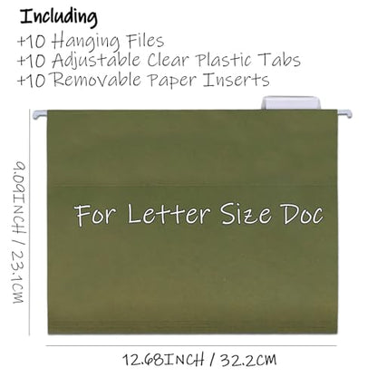 Hanging File Box for Letter, All-in-one set with 10 Folders - color: Blue