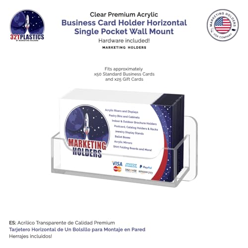 Marketing Holders 2 Pack Hanging Business Card Holder with Hardware Holds 3.5" x 2" Horizontal Cards Clear Acrylic Plastic Space Saver Appointment Hair Salons Credit Membership Discount - color: Clear Wall Mount