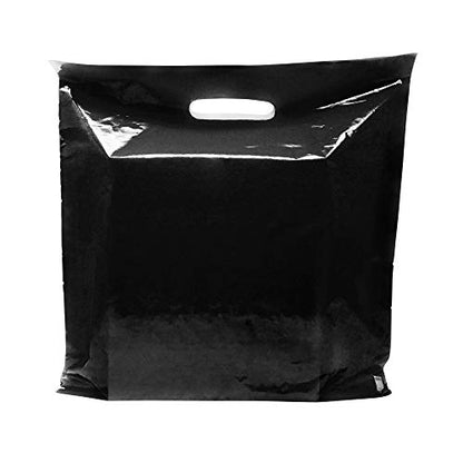 22x22 Black Plastic Bags, Extra Large, Glossy Finish, 2 Mil Thick, 100 Pack