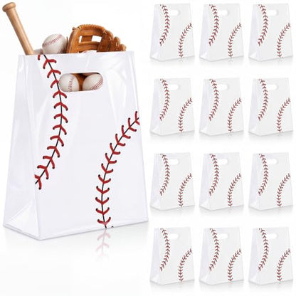 Pasimy 25 Pcs Baseball Gift Bags with Handles, Baseball Plastic Treat Bags - style: Baseball