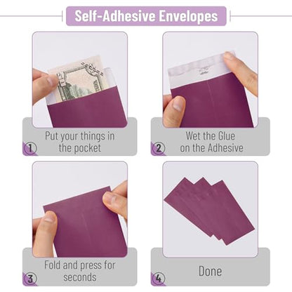 Mr. Pen- 100 Purple Cash Envelopes, 6.5" x 3.5", Money Saving Challenge - color: Purple, size: 100 Pack