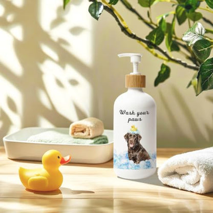 Chocolate Labrador Gifts Glass Soap Dispenser with Pump - color: Chocolate Labrador