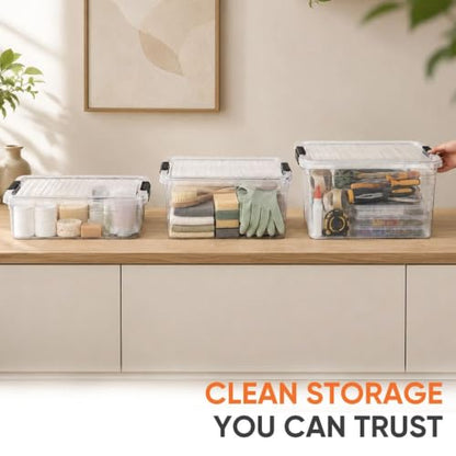 Superio 7.4 Quart Clear Plastic Storage Bin with Lid, Stackable Organizer Box, BPA-Free Storage Container for Home, Garage, School & Office, 2 Pack - size: 7.4 Quart
