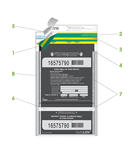 ControlTek SafeLok Vertical Twin Dual Deposit, 10"x15", Clear, Case of 500, Tamper-Evident Deposit Bags, Cash Currency Handling & Valuables, Tear-off Receipt + Large Barcodes 585092