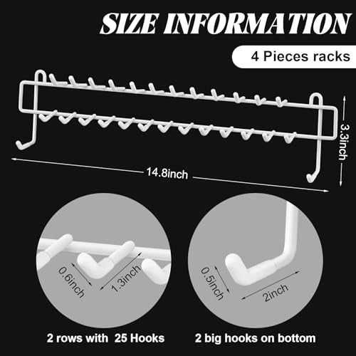 Gisafai 4 Pcs Tie Rack Organizer Wall Mounted, Belt Holder Rack