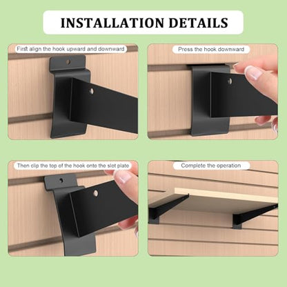 12 Pack Slat Wall Shelf Brackets with Lip, 14" Slatwall Shelf Bracket - size: 14inch-12pcs