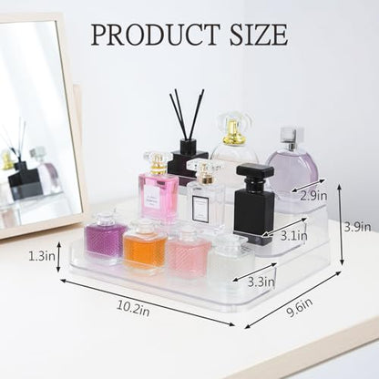 2Pcs 3-Tier Perfume Display, Vitamin Bottles Organizer & Medicine Bottle Organizer Vanity Display Case Display Cabinet for Perfume Shelf and Glass Bottle Clear Case a Great Storage Helper at Home