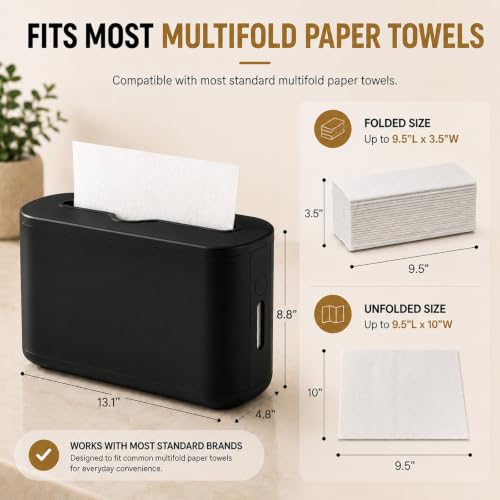 Multifold Paper Towel Dispenser Countertop, Hand Towel Dispenser - color: Black