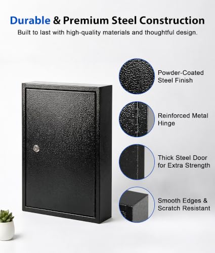 KYODOLED Key Box, 60-Key Lock Box with Key Lock, Wall Mount, Black - color: Black-03