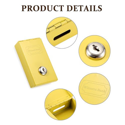 Winners Bank for Gambler, Pocket Size Casino Box with Lock, Yellow - color: Yellow