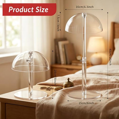 JUESHA Clear Acrylic Hat Display Stand Height Adjustable - size: Standard
