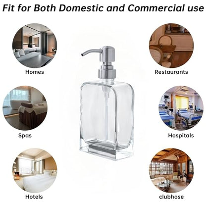 Glass Soap Dispenser with Rust Proof Stainless Steel Pump, Kitchen Hand and Dish Soap Dispensers 2 Pack Set, Refillable Hand Sanitizer Clear Soap Dispenser Bathroom Set, Brushed Nickel - color: Brushed Nickel, size: 2 pack - 11 oz