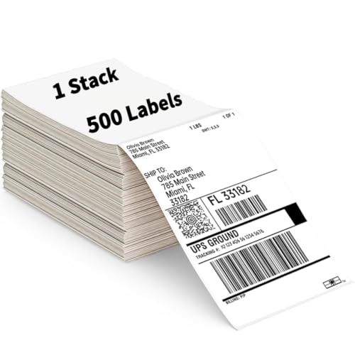 HUOJI 1000 4x6 Thermal Labels 500/Stack, Commercial Grade - size: 1 Stack | 500 Labels(FBM)