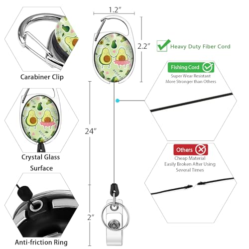 Giancomics Avocado Lanyards for ID Badges Holder Retractable Badge Reel - color: Avocado