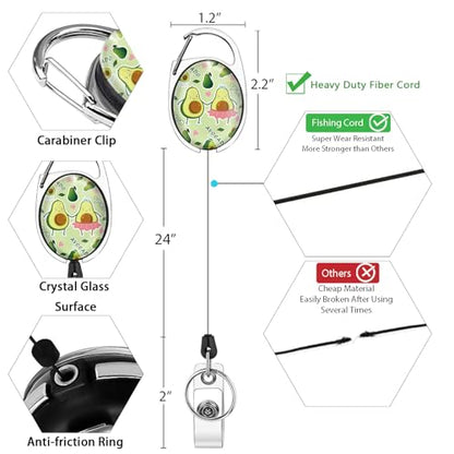 Giancomics Avocado Lanyards for ID Badges Holder Retractable Badge Reel - color: Avocado