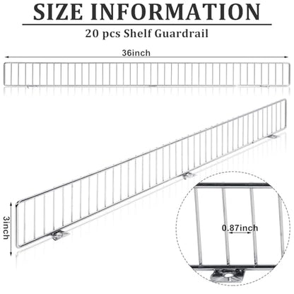 Yaocom 20 Pcs Gondola Shelf Fence 36x3'' Retail Front Wire Guard, Metal - color: Grey, size: 36" x 3"