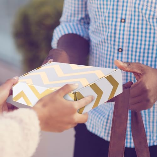 Qilery 100 Pcs Gift Boxes for Presents 5. 91 x 3. 94 x 1. 57 Inches White and Gold Pattern Shipping Cardboard Boxes for Mailer Packaging Presents Birthday Party