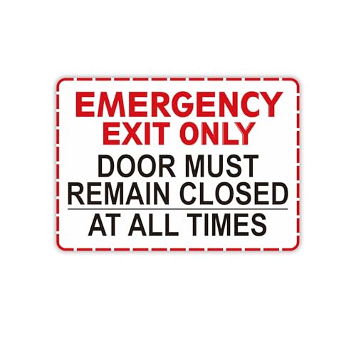 Emergency Exit Only Signs Sticker，Self Adhesive UV, Weather, Scratch, Water & Fade Resistant Door Must Remain Closed At All Times sign for Business, Schools, Offices, Storage Rooms, Hospitals - color: Emergency Exit Only145