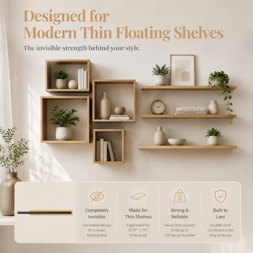 8pcs Floating Shelf Bracket Heavy Duty,Hidden Shelf Brackets Wall Mount,Floating Shelf Hardware Kit with Jig (6 inch-8pcs) - size: 6 inch-8pcs