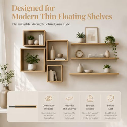 8pcs Floating Shelf Bracket Heavy Duty,Hidden Shelf Brackets Wall Mount,Floating Shelf Hardware Kit with Jig (6 inch-8pcs) - size: 6 inch-8pcs