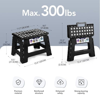 Delxo 9 Inch Kids Step Stool,300 Lbs Folding Step Stool for Toddler Black - color: Black, size: 9 Inch