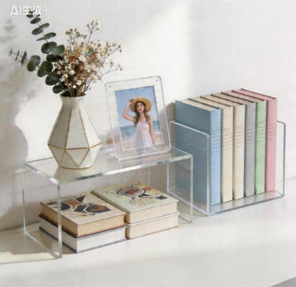 Acrylic Risers 8 & 9 Inch Clear Display Shelves Set 2 - size: 8,9 inch