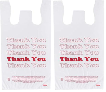 SSWBasics White Thank You Bags Case of 1000-11 ½” x 6" x 21" - Thickness .48mil HDPE- Standard Supermarket Size, Perfect for Grocery, Retail, Convenience Stores, Take-Out and Home Use (Pack of 2) - size: 1000 Count (11.5" x 6" x 21") (Pack of 2)