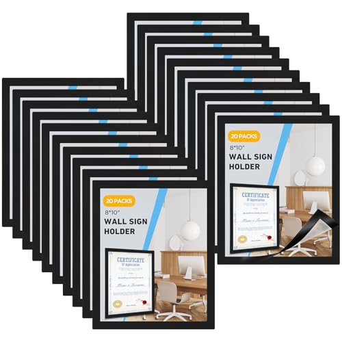 20 Pack Magnetic Sign Holder 8x10 inches with Magnetic Border - color: 20 Pack Black, size: 8 x 10
