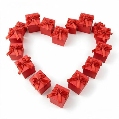 Gift Box with Lid & Ribbon for present, 12pcs, Red, 4"×4"×4" - color: Red, size: 4 x 4 x 4 Inch